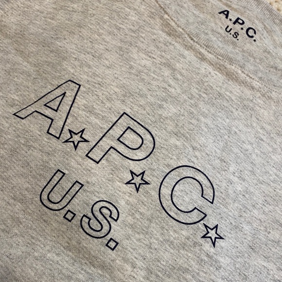 APC U.S. Logo & Stars on Long Sleeve Gray Retro Fit Pullover Sweatshirt MED NWOT - Picture 13 of 15
